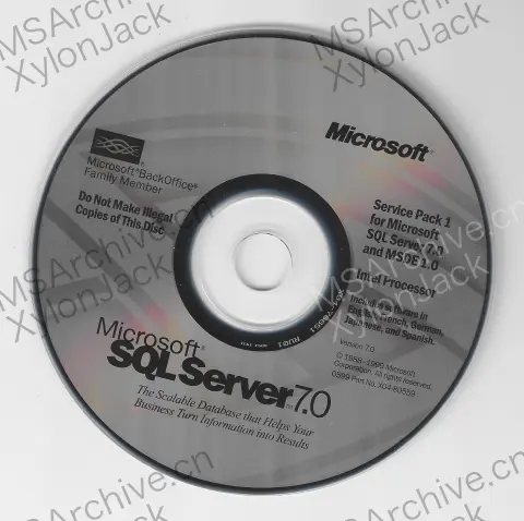 适用于Microsoft SQL Server 7.0 和 MSDE 1.0 的 Service Pack 1 更新盘(Intel)
